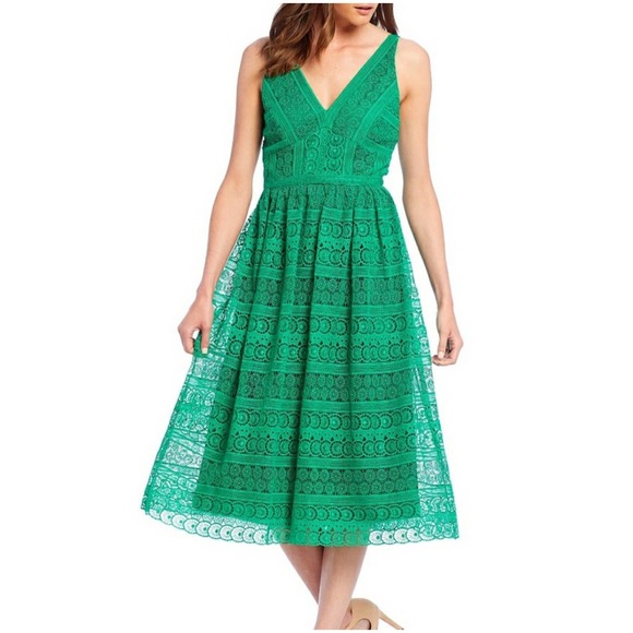 ANTONIO MELANI Green Lace Midi Dress - Picture 5 of 6